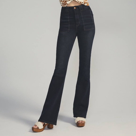 Denim - Anthropologie Picro and the Letterpress The Icon Flare Dark Wash Denim Jeans 28